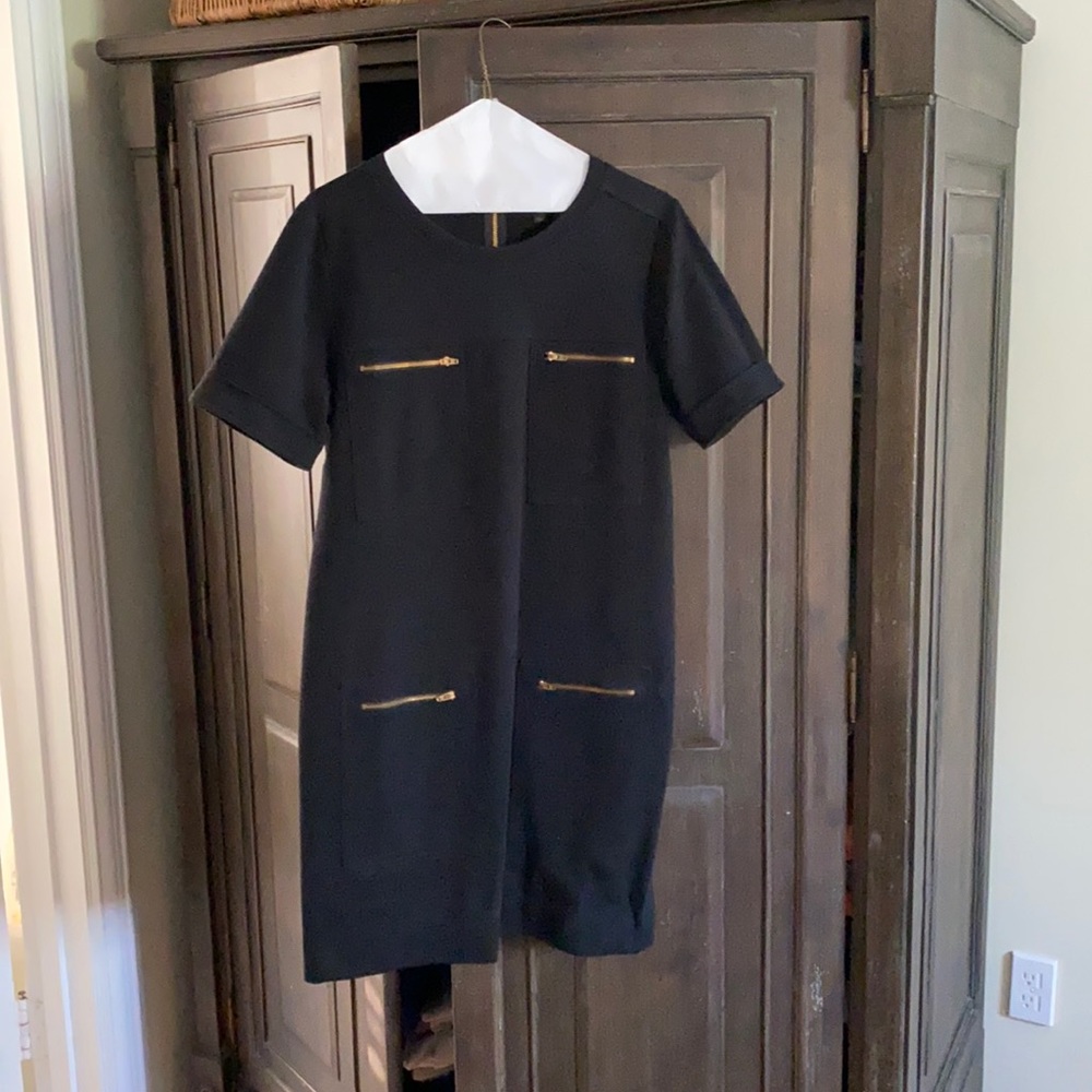 Black Jcrew shift dress with zippers
